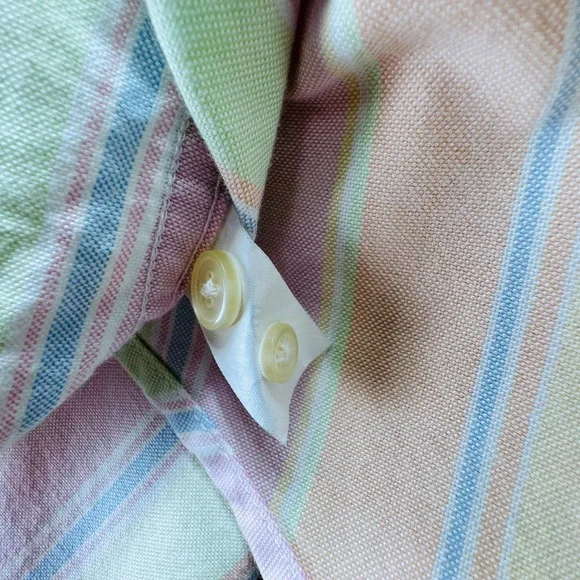 L.L.Bean Preppy Women's Med. Pastel Stripe Button Down Shirt Cotton Long Sleeve - Picture 14 of 14